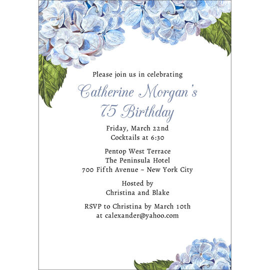 Blue Hydrangea Invitations
